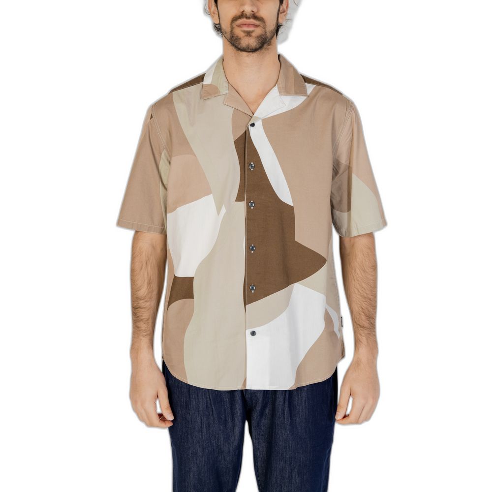 Only & Sons brown cotton short-sleeved shirt